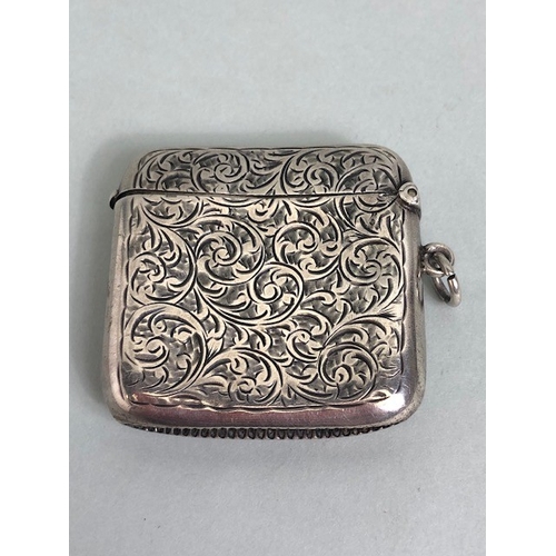 11 - Victorian Silver vesta case with blank cartouche hallmarked for Birmingham by maker Constantine & Fl... 