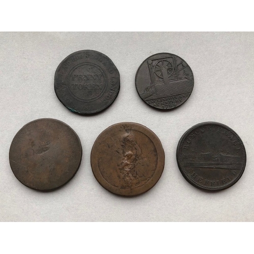 118 - Coin Token Interest,  Iron Bridge at Coalbrook dale 1792,  Bristol patent Sheathing nail penny token... 