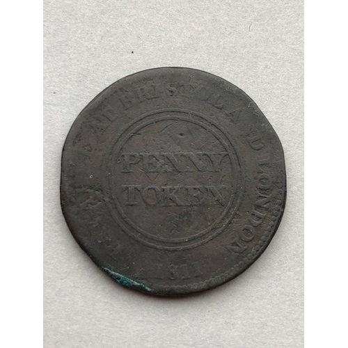 118 - Coin Token Interest,  Iron Bridge at Coalbrook dale 1792,  Bristol patent Sheathing nail penny token... 