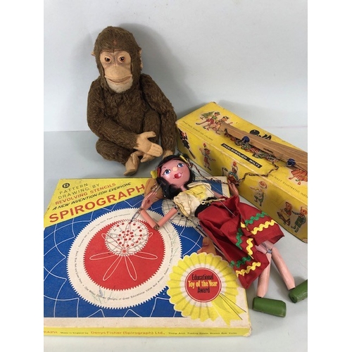 124 - Vintage Toys, 20th century Jocko Mohair monkey in bronze Mohair, with a very cheeky look, Pelham Gyp... 