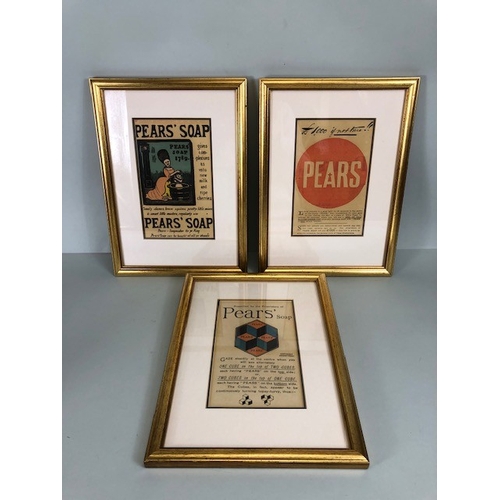 133 - Vintage Advertising collectables, three framed and glazed adverts for pears soap, each approximately... 