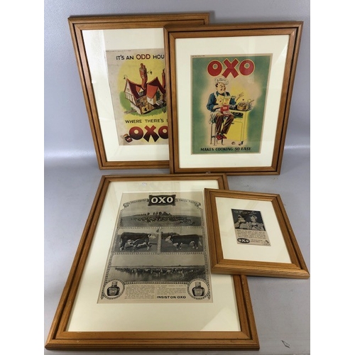 137 - Antique and Vintage Advertising, four original adverts for OXO which have been framed