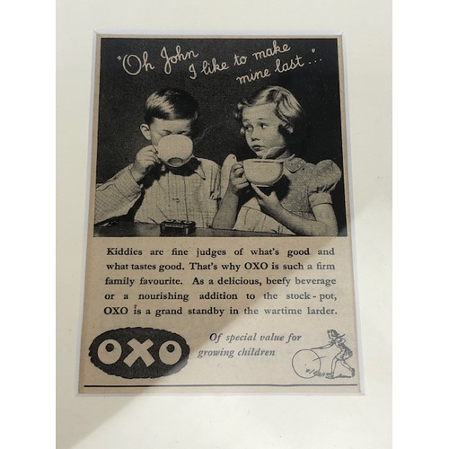 137 - Antique and Vintage Advertising, four original adverts for OXO which have been framed