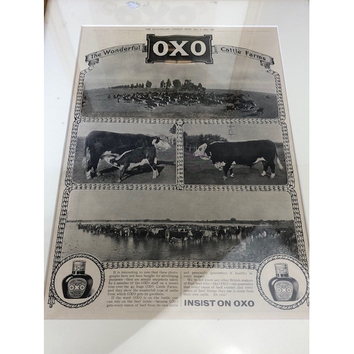 137 - Antique and Vintage Advertising, four original adverts for OXO which have been framed