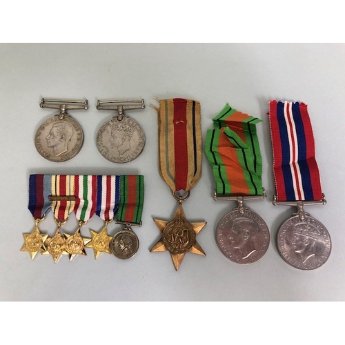 141 - Militaria interest, WW2 British Defence Medal X2, British 1939-45 medal X 2, British Africa star, an... 