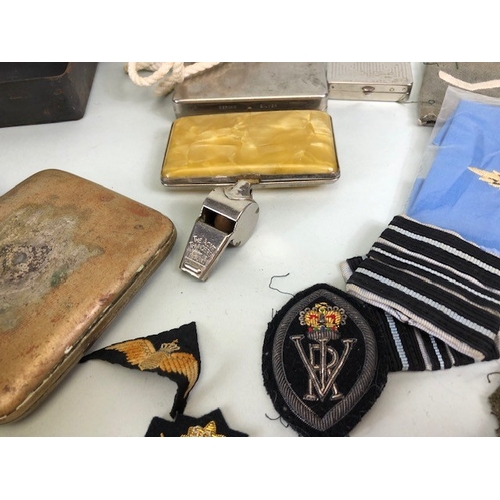 145 - Military interest collection of WW1 and WW2 items to include British and commonwealth cap badges col... 