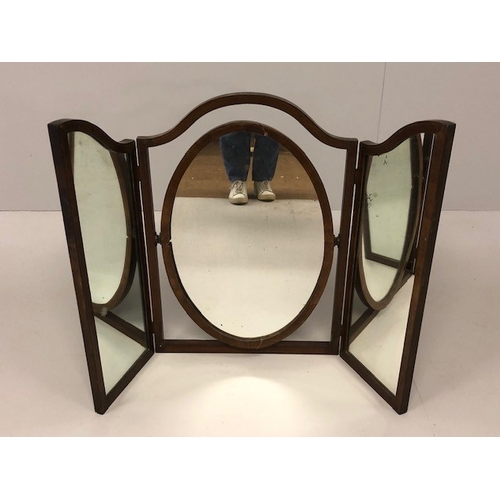 172 - Antique folding triple freestanding vanity mirror for a dressing table approximately 100cm x 73cm