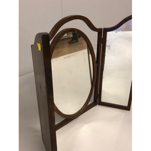 172 - Antique folding triple freestanding vanity mirror for a dressing table approximately 100cm x 73cm