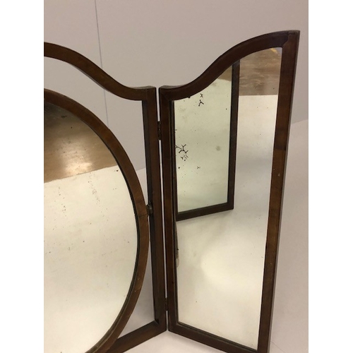 172 - Antique folding triple freestanding vanity mirror for a dressing table approximately 100cm x 73cm