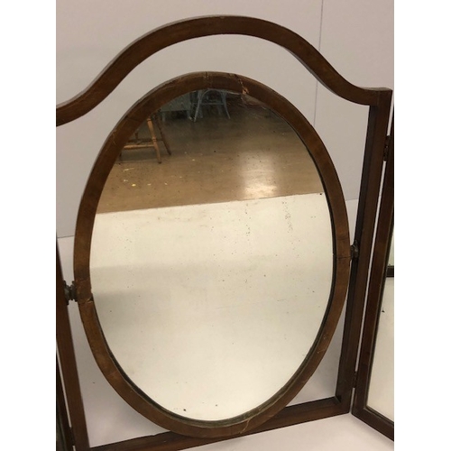 172 - Antique folding triple freestanding vanity mirror for a dressing table approximately 100cm x 73cm