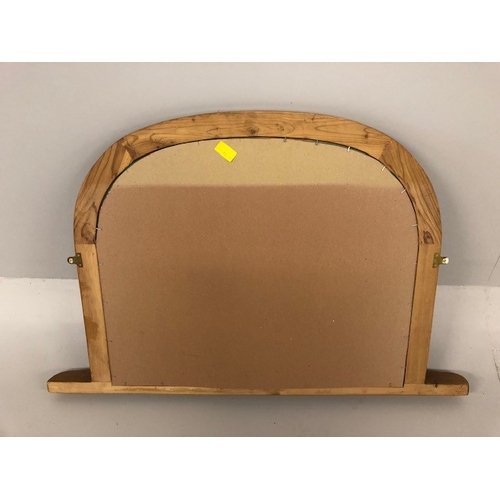 173 - Modern pine framed half moon overmantel mirror approximately 74 x 110cm