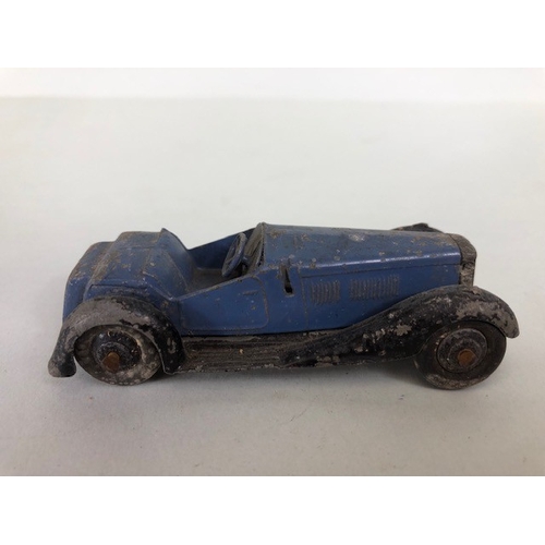 180 - Vintage toys, mid 20th century play worn  Dinky Meccano Die cast  cars inc short fire engine, milita... 