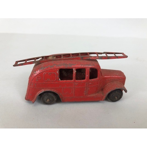 180 - Vintage toys, mid 20th century play worn  Dinky Meccano Die cast  cars inc short fire engine, milita... 