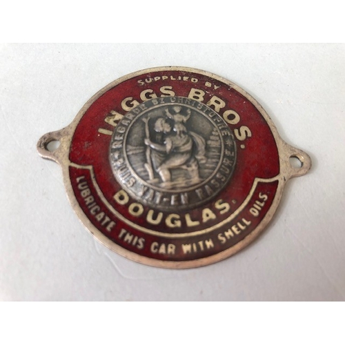 183 - Vintage garage and motoring memorabilia, group of car dashboard St Christopher dealership plaques fo... 