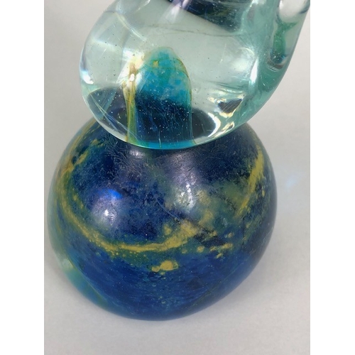 191 - Art Glass, Aqua blue Mdina vase approximately 20cm high and an Aqua blue swirl mushroom approximatel... 