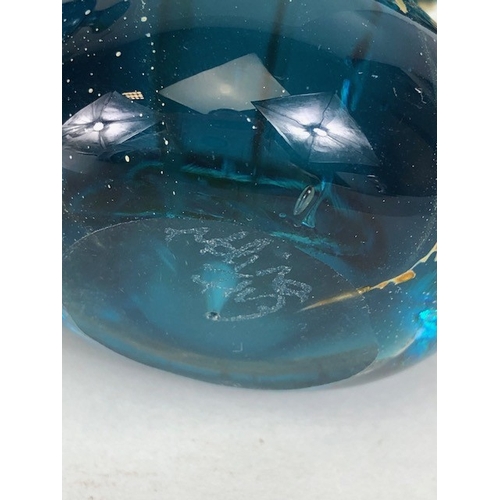 191 - Art Glass, Aqua blue Mdina vase approximately 20cm high and an Aqua blue swirl mushroom approximatel... 