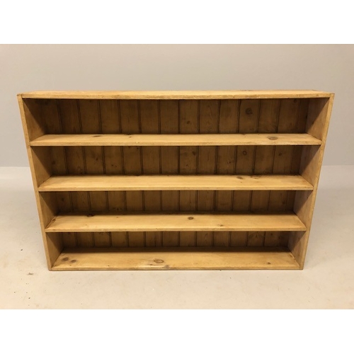 200 - Antique Furniture, low pine three shelf wall unit approximately 152 x 23 x 102cm