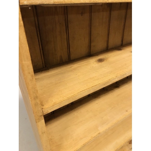 200 - Antique Furniture, low pine three shelf wall unit approximately 152 x 23 x 102cm