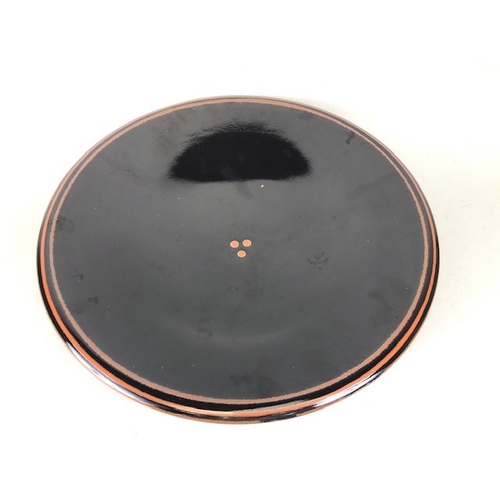 202 - Studio Art Pottery, Tenmoku dark glazed bowl with characteristic three ball Mon to centre, by Austra... 