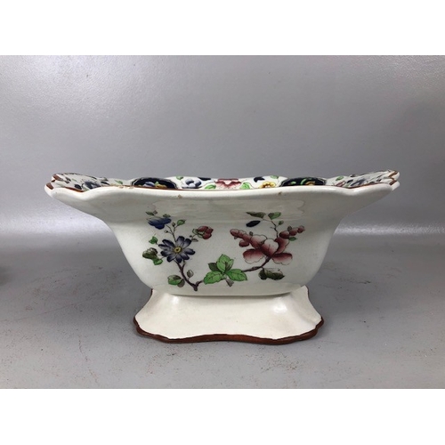 215 - Antique China, Corona Ware old Woodstock pattern soup terrine with cover and base saucer AF