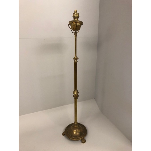 216 - Vintage lighting, brass standard lamp in the style of a Victorian oil lamp, approximately 155cm high