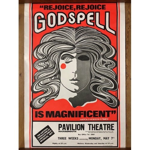 224 - Vintage poster for the Iconic musical Godspell, art work by Byrd, for the traveling production showi... 