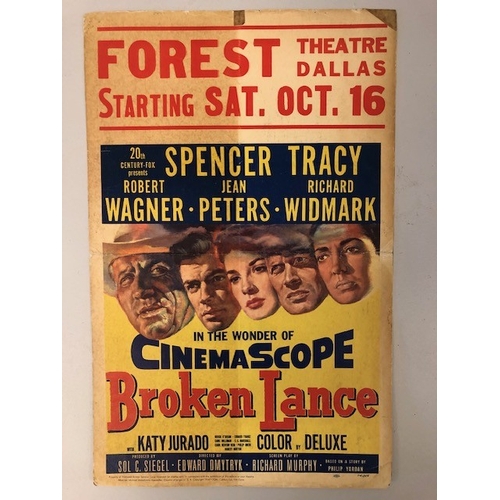 227 - Film Posters, Vintage American film poster for the Broken Lance with Spencer Tracy, Robert Wagner, s... 