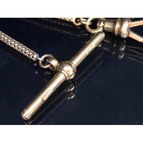 23 - 9ct Gold snake style watch chain with 9ct gold Albert, hallmarked to clasp and Albert approx 44cm in... 