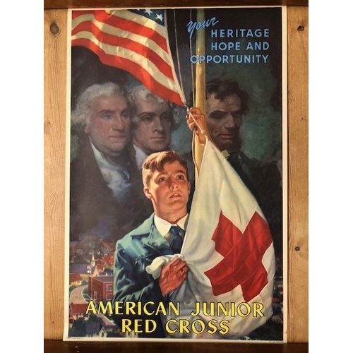 232 - Vintage posters of American interest to include Junior red cross, x2 and The Atomic era published by... 