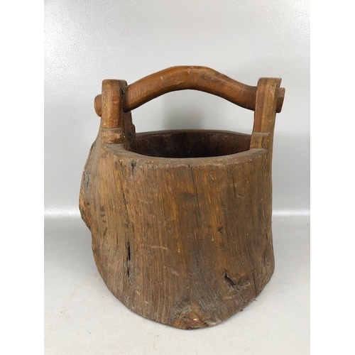 236 - Oriental wooden stump bucket approximately 36 x 27cm