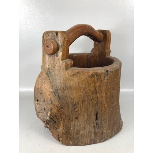 236 - Oriental wooden stump bucket approximately 36 x 27cm