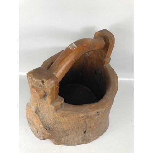 236 - Oriental wooden stump bucket approximately 36 x 27cm