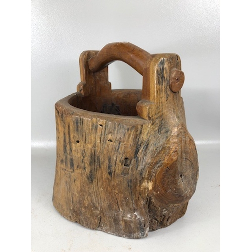 236 - Oriental wooden stump bucket approximately 36 x 27cm