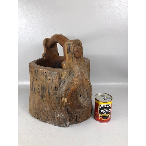 236 - Oriental wooden stump bucket approximately 36 x 27cm