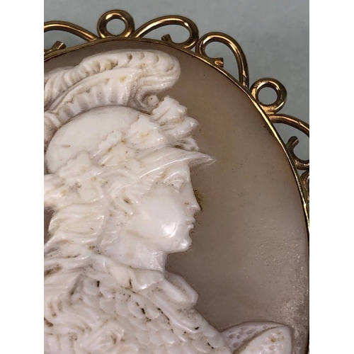 29 - Antique Jewellery 19th century cameo brooch of a classical  figure, mounted in a yellow metal frame ... 