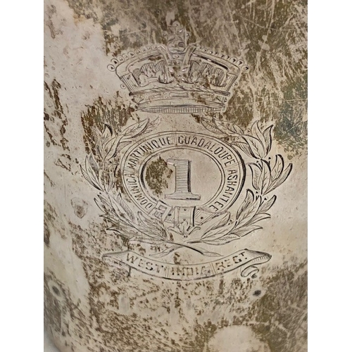 3 - Military Interest: A Silver hallmarked toasting cup engraved with the 1st West India Regiment crest ... 