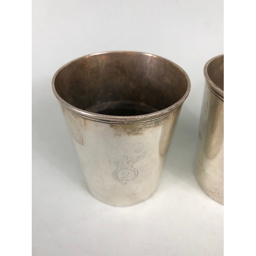 4 - Military Interest: Pair of Georgian Hallmarked Silver toasting cups each with the 2nd West India Reg... 