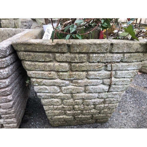 405 - Pair square brick style concrete garden planters