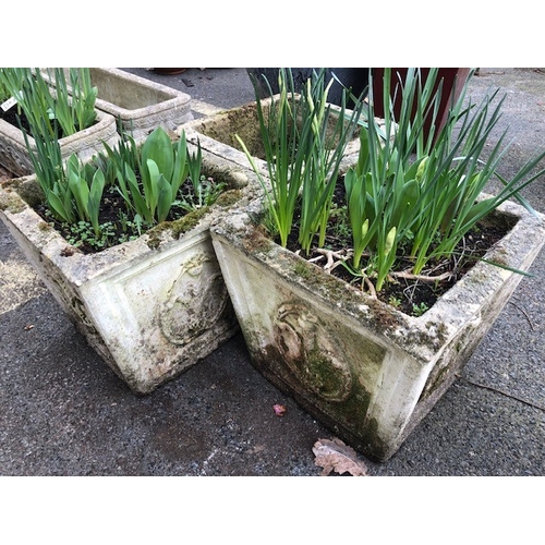 407 - Three square garden planters with Prince wales feathers decoration (3)