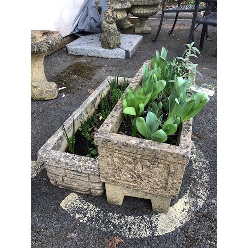 409 - Two concrete rectangular garden planters