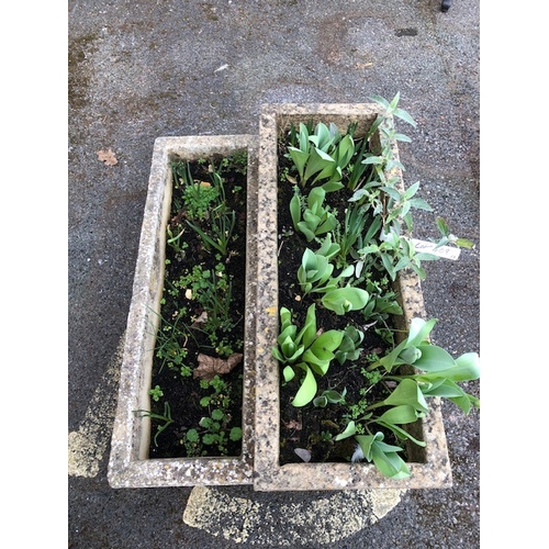 409 - Two concrete rectangular garden planters