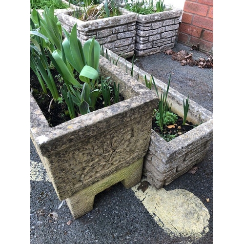 409 - Two concrete rectangular garden planters