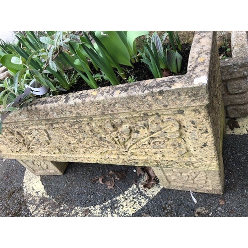 409 - Two concrete rectangular garden planters