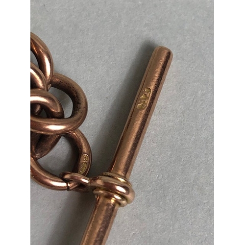 5 - 9ct Rose Gold Albert double chain with one 9ct clasp, with large 9ct Hallmarked links, Albert to dro... 