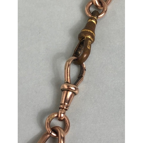 5 - 9ct Rose Gold Albert double chain with one 9ct clasp, with large 9ct Hallmarked links, Albert to dro... 