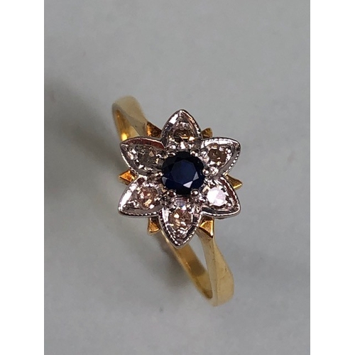 51 - Antique and vintage Jewellery, 18ct marked ring of flower design set with a diamond to each petal an... 