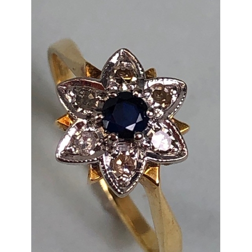 51 - Antique and vintage Jewellery, 18ct marked ring of flower design set with a diamond to each petal an... 