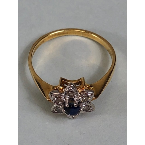 51 - Antique and vintage Jewellery, 18ct marked ring of flower design set with a diamond to each petal an... 