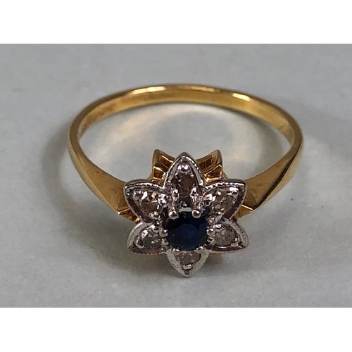 51 - Antique and vintage Jewellery, 18ct marked ring of flower design set with a diamond to each petal an... 