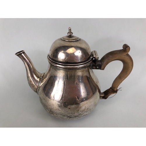 7 - Silver hallmarked teapot (a/f), silver hallmarked milk jug and silver hallmarked tea strainer (total... 